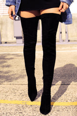 Groundbreaking Over The Knee High Heel Boots - Black