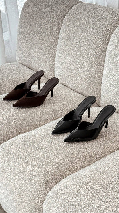 Karey Heel - Dark Cacao Suede