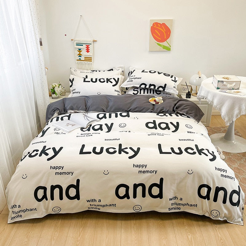 Floral Print Brushed Home Bedding Set Simple Fresh Comfortable Duvet Cover Set with Sheet Comforter Covers Pillowcases Bed Linen