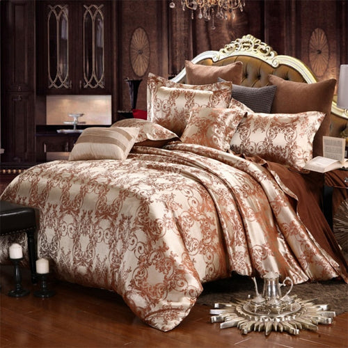 Europe and America Jacquard Luxury Bedding Set Satin Modern Luxury Bedding Sets High End rayon Wedding Duvet Cover Set Queen