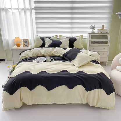 Floral Print Brushed Home Bedding Set Simple Fresh Comfortable Duvet Cover Set with Sheet Comforter Covers Pillowcases Bed Linen