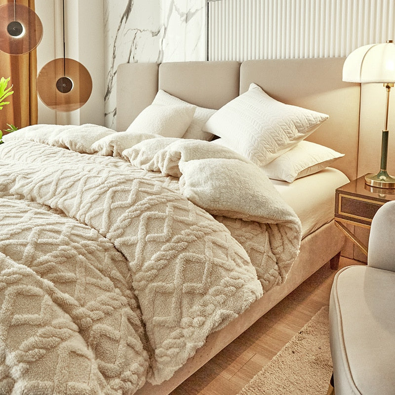 Dual Use Artificial Cashmere Duvet Cover Winter Warm Plush Quilt Cover Blanket Warmth Double-sided Fleece Comforter Covers Soft