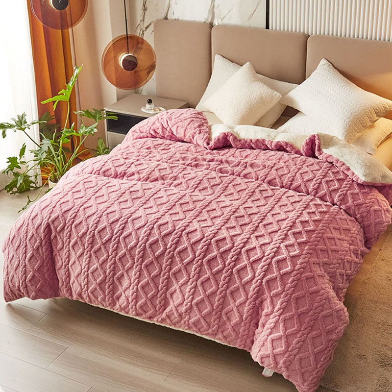 Dual Use Artificial Cashmere Duvet Cover Winter Warm Plush Quilt Cover Blanket Warmth Double-sided Fleece Comforter Covers Soft