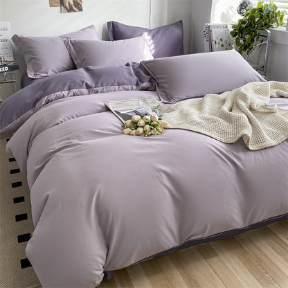 heart four-piece bedding student Pillowcases For Adult Kids Simple Pattern Bed Linen Home Textile Solid Color Flat Sheet Set