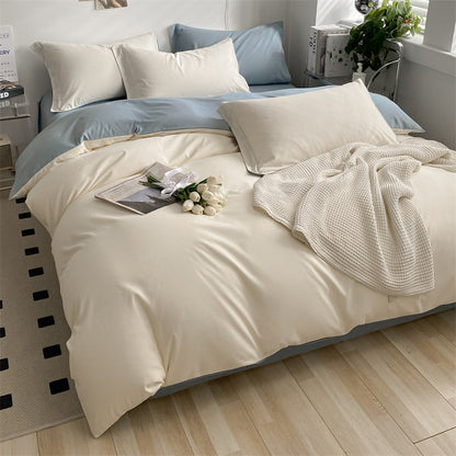 heart four-piece Brushed Washed Cotton Green Bed Set Flat Sheet Pillowcase Quilt Cover Bed Linen Flower Duvet Covers