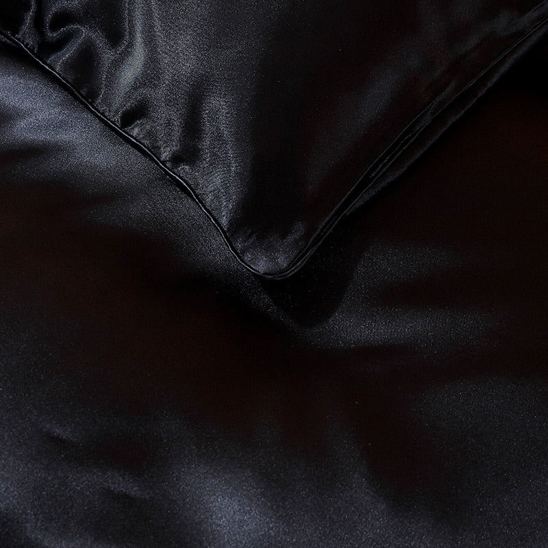Duvet Cover Luxury Satin Single Double Queen Size Quilt Cover Home Comfortable Solid Color Zipper Bedding Cover