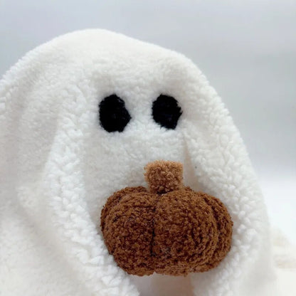 Cute Ghost with Pumpkin Pillow in Hand for Halloween Decor White Ghost Doll Kid Children Gift Sofa Decor Soft Cotton Pillow
