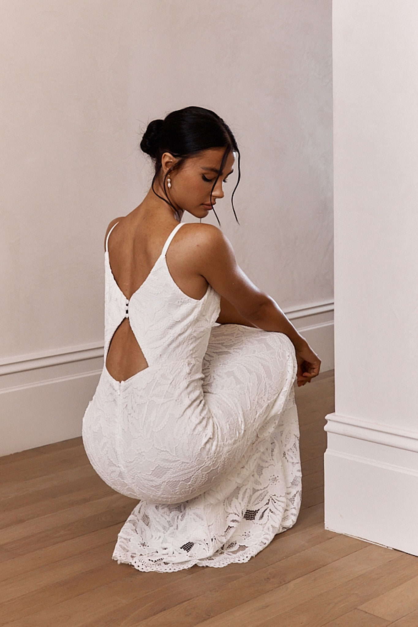 Honey Blossom Keyhole Back Lace Maxi Dress White