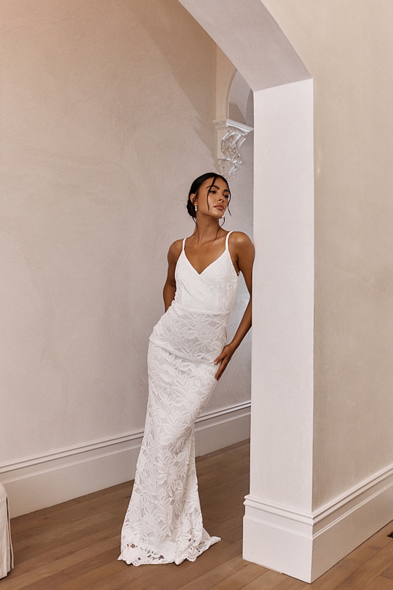 Honey Blossom Keyhole Back Lace Maxi Dress White