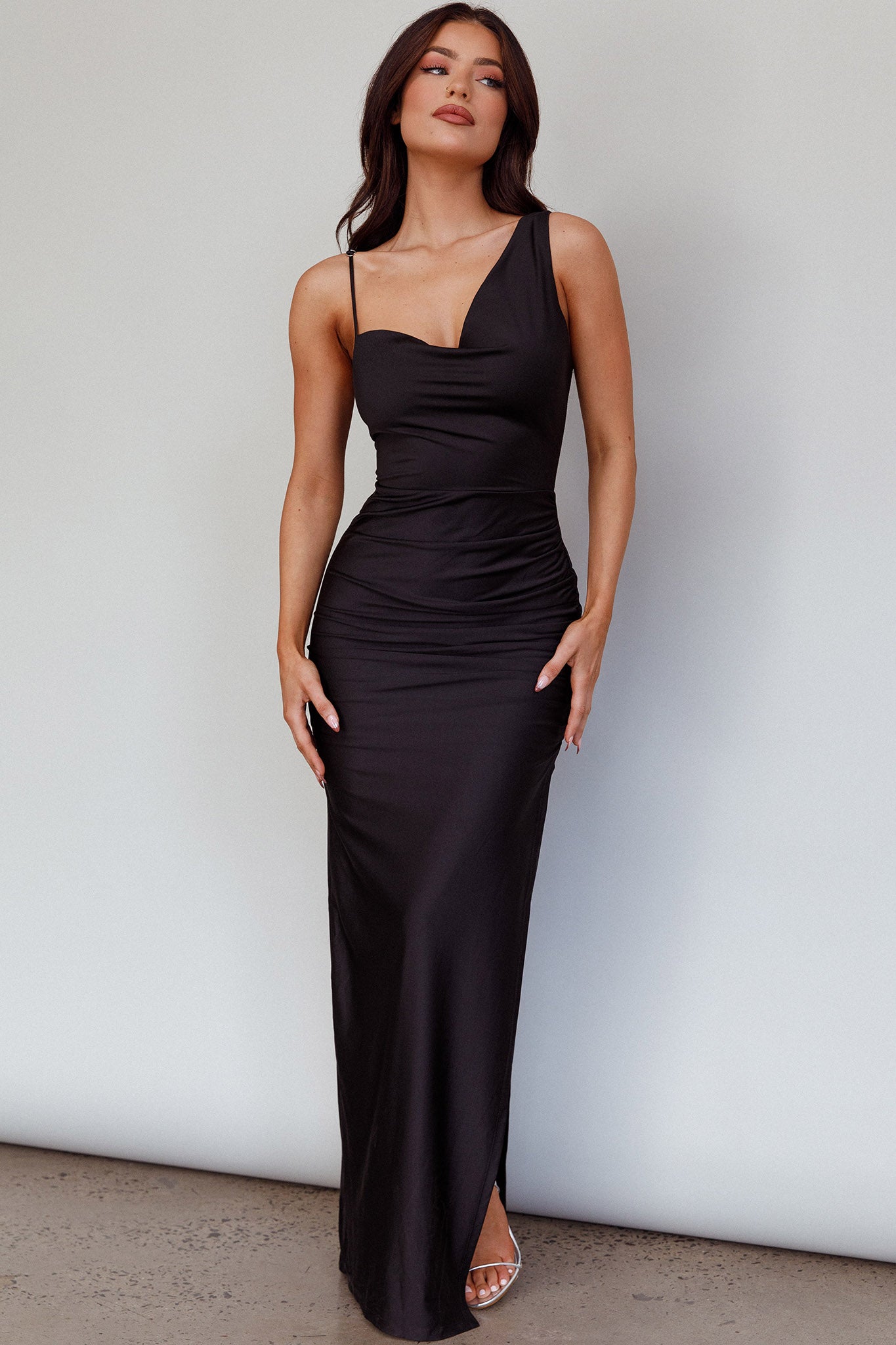 Florentina Thigh Split Maxi Dress Black
