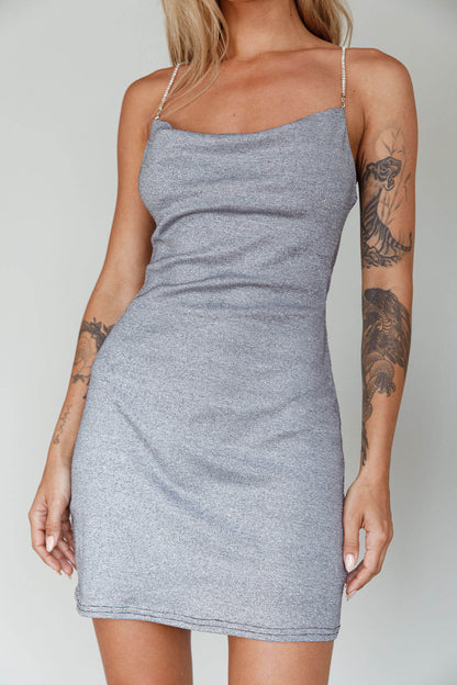 One Last Dance Diamante Strap Mini Dress Silver