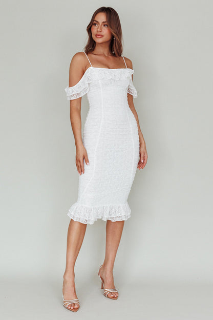 Wish Come True Lace Midi Dress White