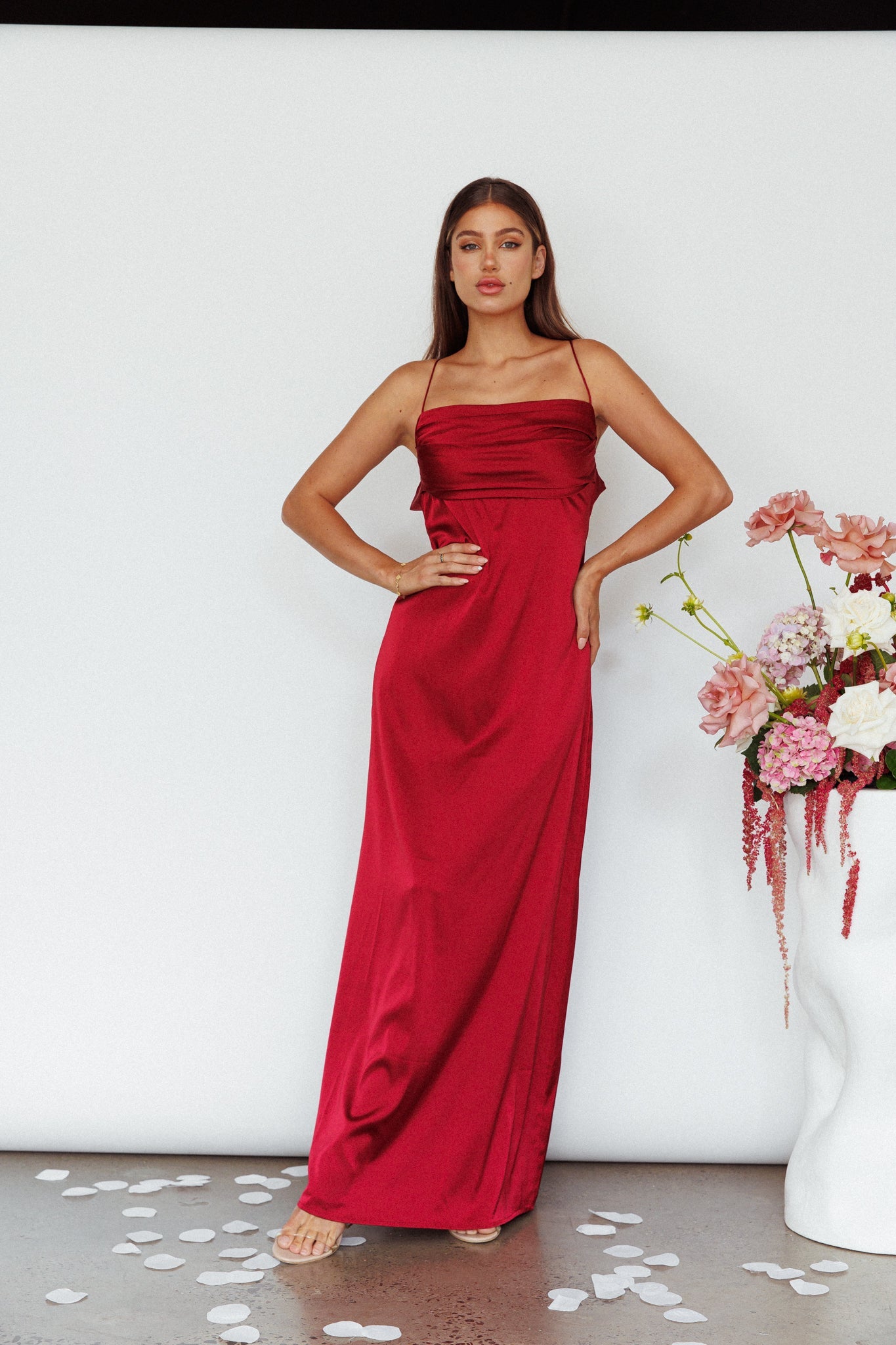 Love Letters Strappy Cowl Back Dress Burgundy