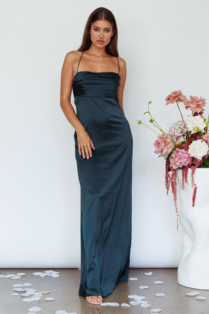 Love Letters Strappy Cowl Back Dress Teal