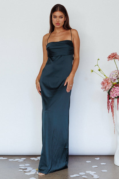 Love Letters Strappy Cowl Back Dress Teal