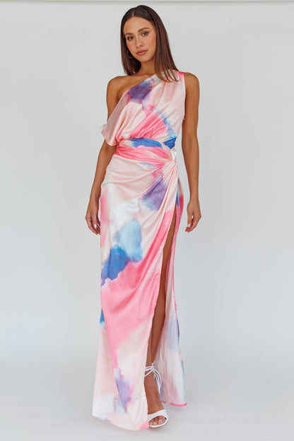 Charm Me Thigh Split Maxi Dress Pink/Blue