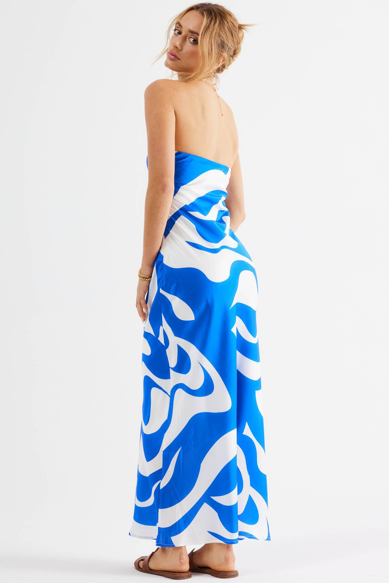 SNDYS Angel Midi Dress Swirl Blue