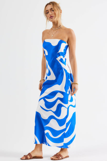 SNDYS Angel Midi Dress Swirl Blue