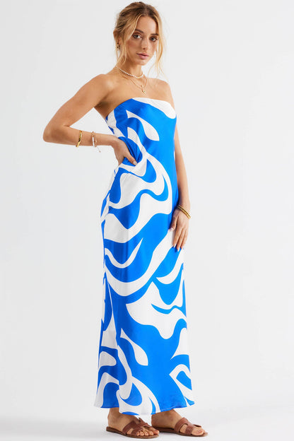 SNDYS Angel Midi Dress Swirl Blue
