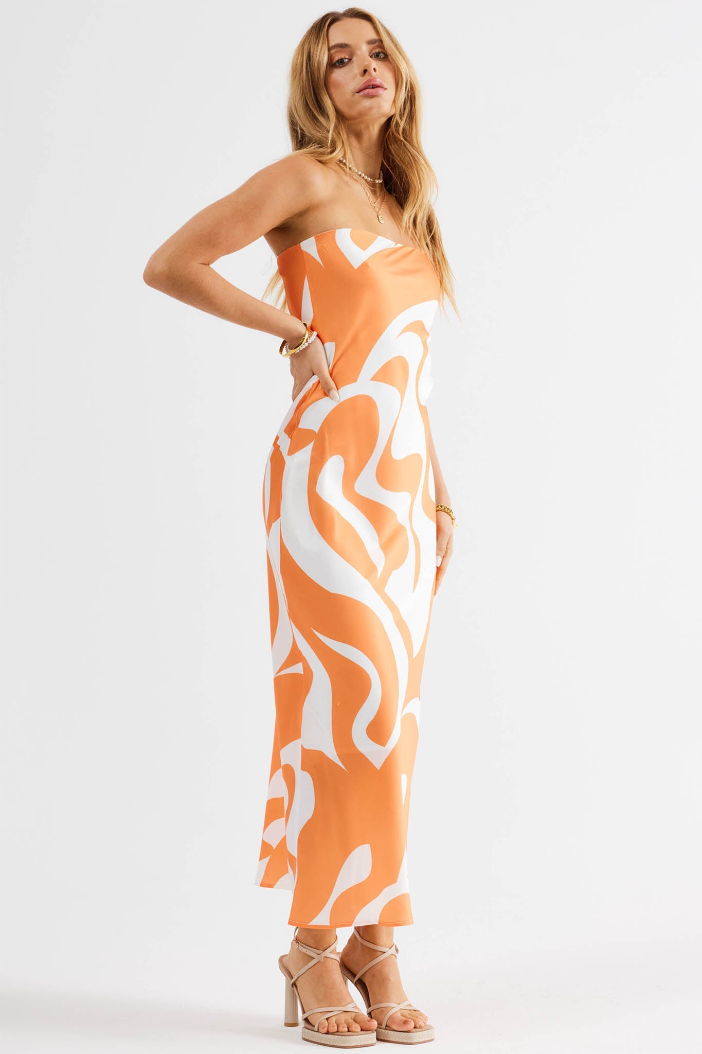 SNDYS Angel Midi Dress Swirl Orange
