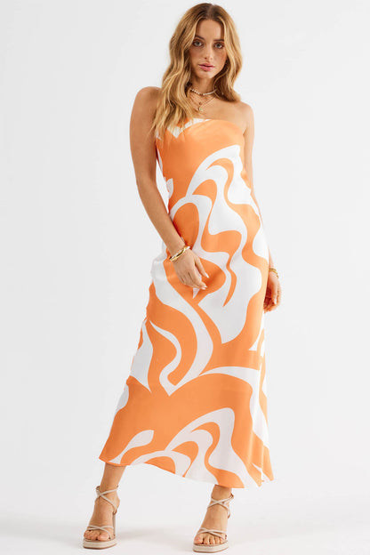 SNDYS Angel Midi Dress Swirl Orange