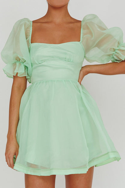 I've Got Sunshine Puff Sleeve Mini Dress Mint