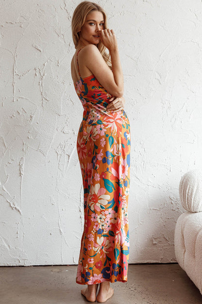 Sea Change Twist Bust Midi Dress Floral Orange