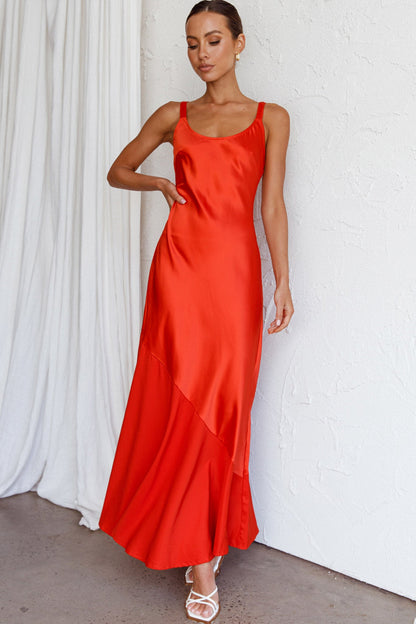 Front Row Scoop Neck Midi Dress Tangerine