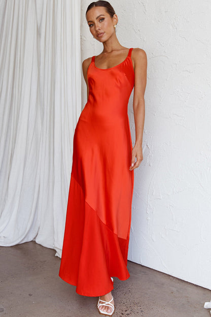 Front Row Scoop Neck Midi Dress Tangerine
