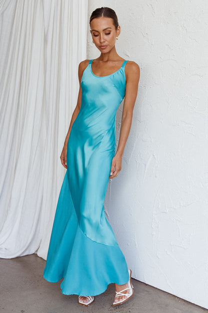 Front Row Scoop Neck Midi Dress Teal