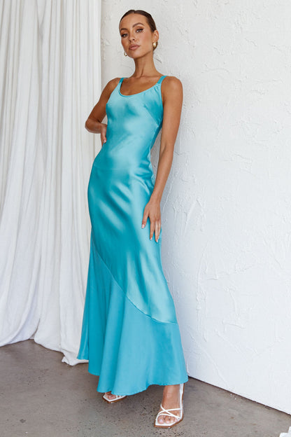Front Row Scoop Neck Midi Dress Teal