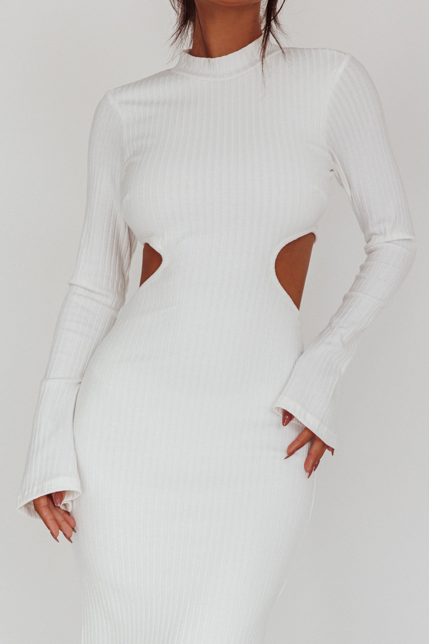 Shianne Long Sleeve Knit Maxi Dress White