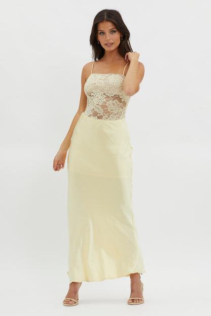 Moon Magic Floral Bodice Dress Lemon