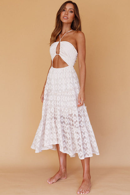 Just Cruise Cut-Out Bodice Midi Dress Sand