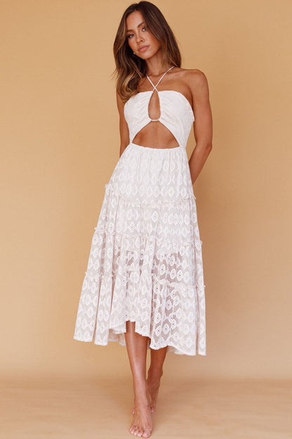 Just Cruise Cut-Out Bodice Midi Dress Sand