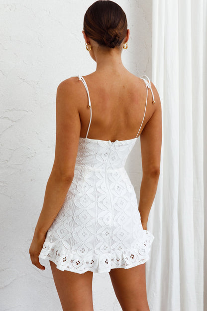 Kenzie Tied Shoulder Lace Dress White