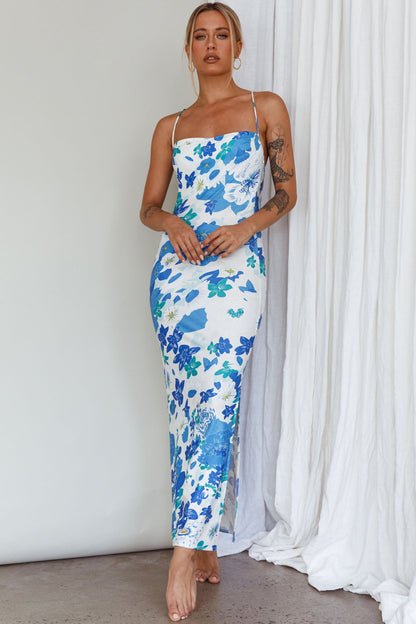 You're My Sunshine Tie-Up Back Midi Dress Blue