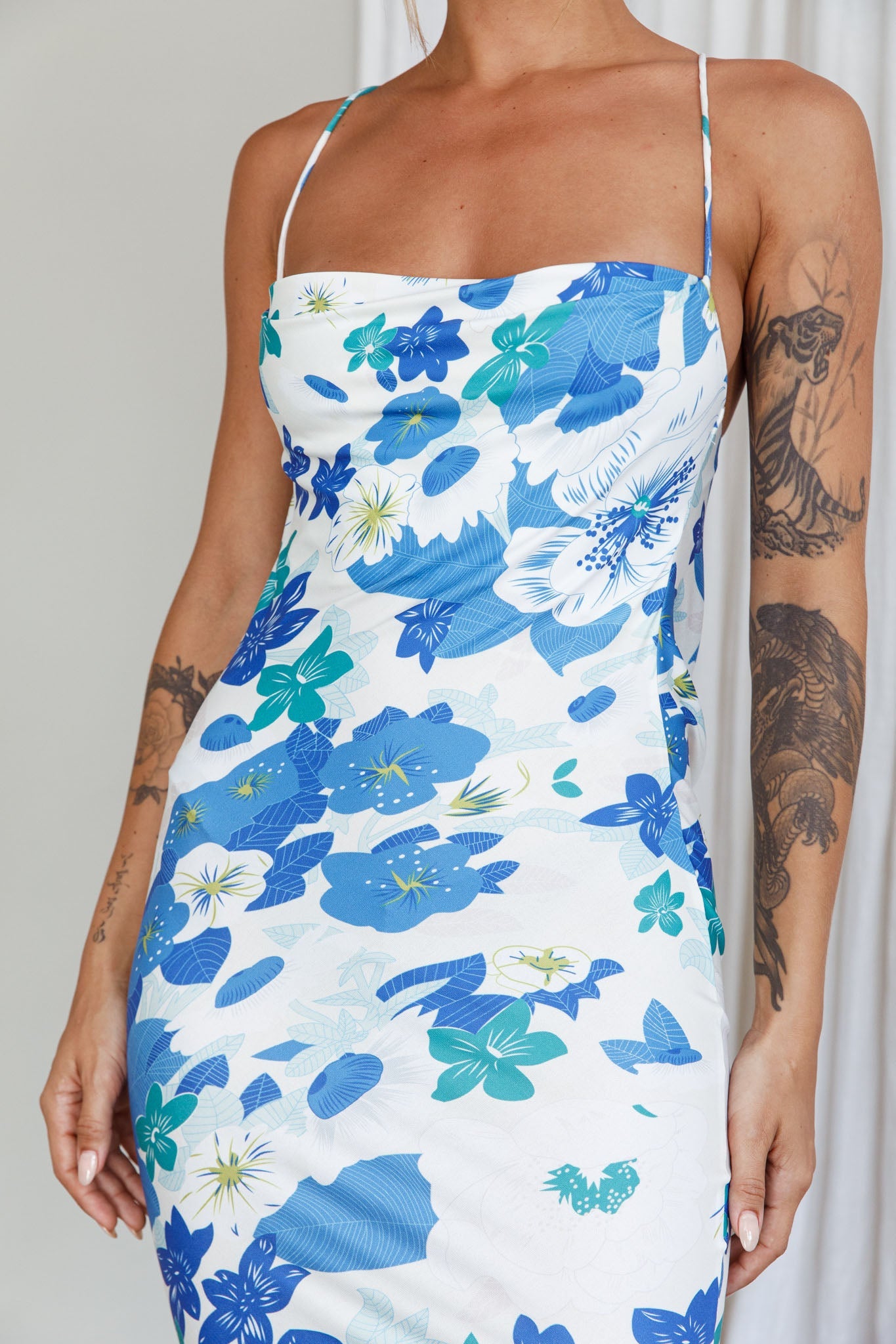 You're My Sunshine Tie-Up Back Midi Dress Blue