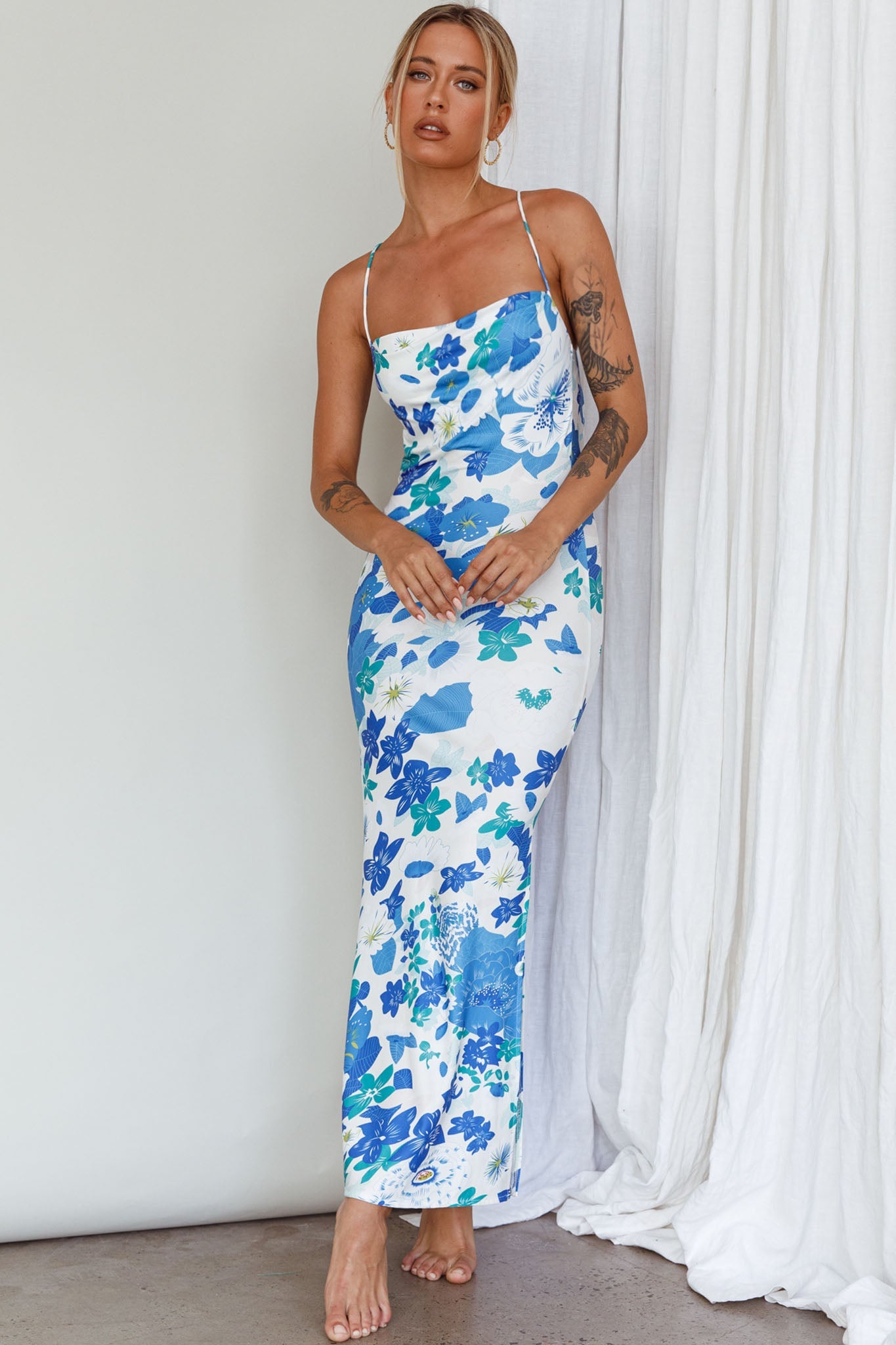 You're My Sunshine Tie-Up Back Midi Dress Blue