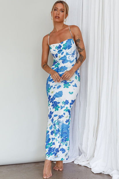 You're My Sunshine Tie-Up Back Midi Dress Blue