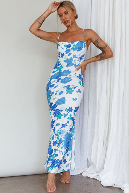 You're My Sunshine Tie-Up Back Midi Dress Blue