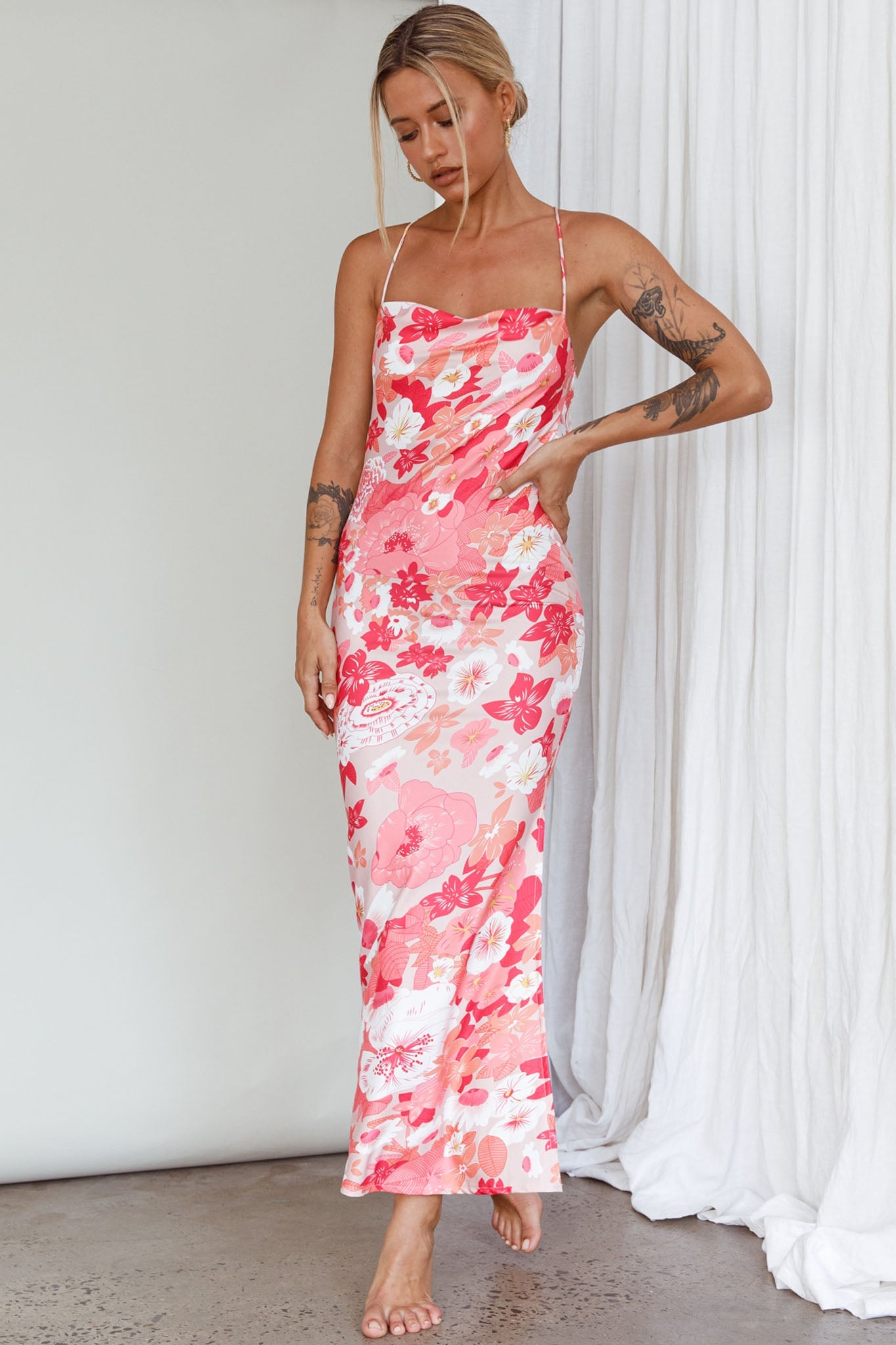 You're My Sunshine Tie-Up Back Midi Dress Pink