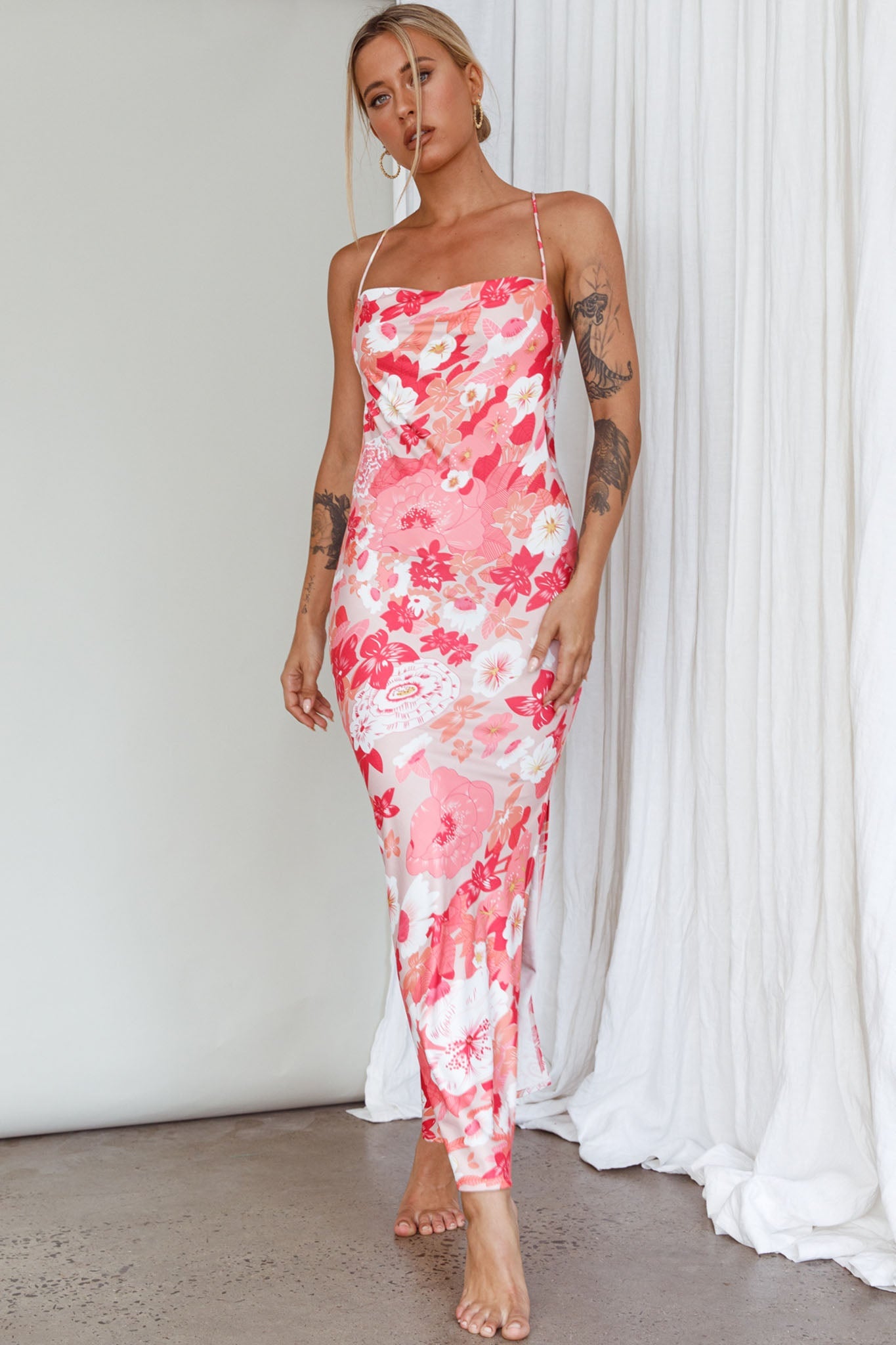 You're My Sunshine Tie-Up Back Midi Dress Pink