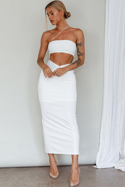 Megyn Diamante Midi Dress White