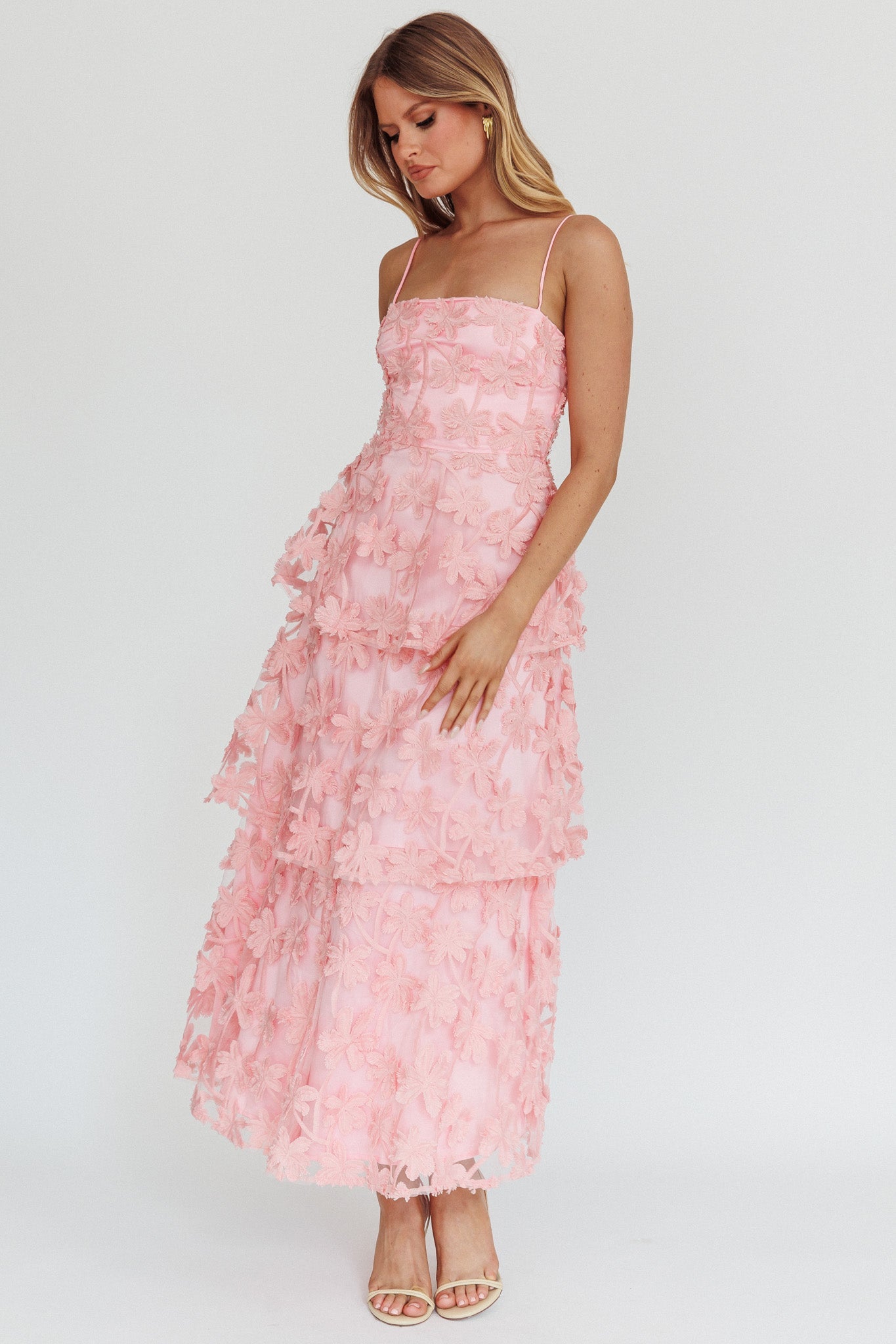 Dori Floral Embellished Maxi Dress Blush