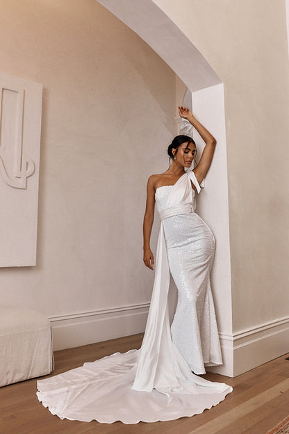 Francene Two Piece Sequin Maxi Dress White