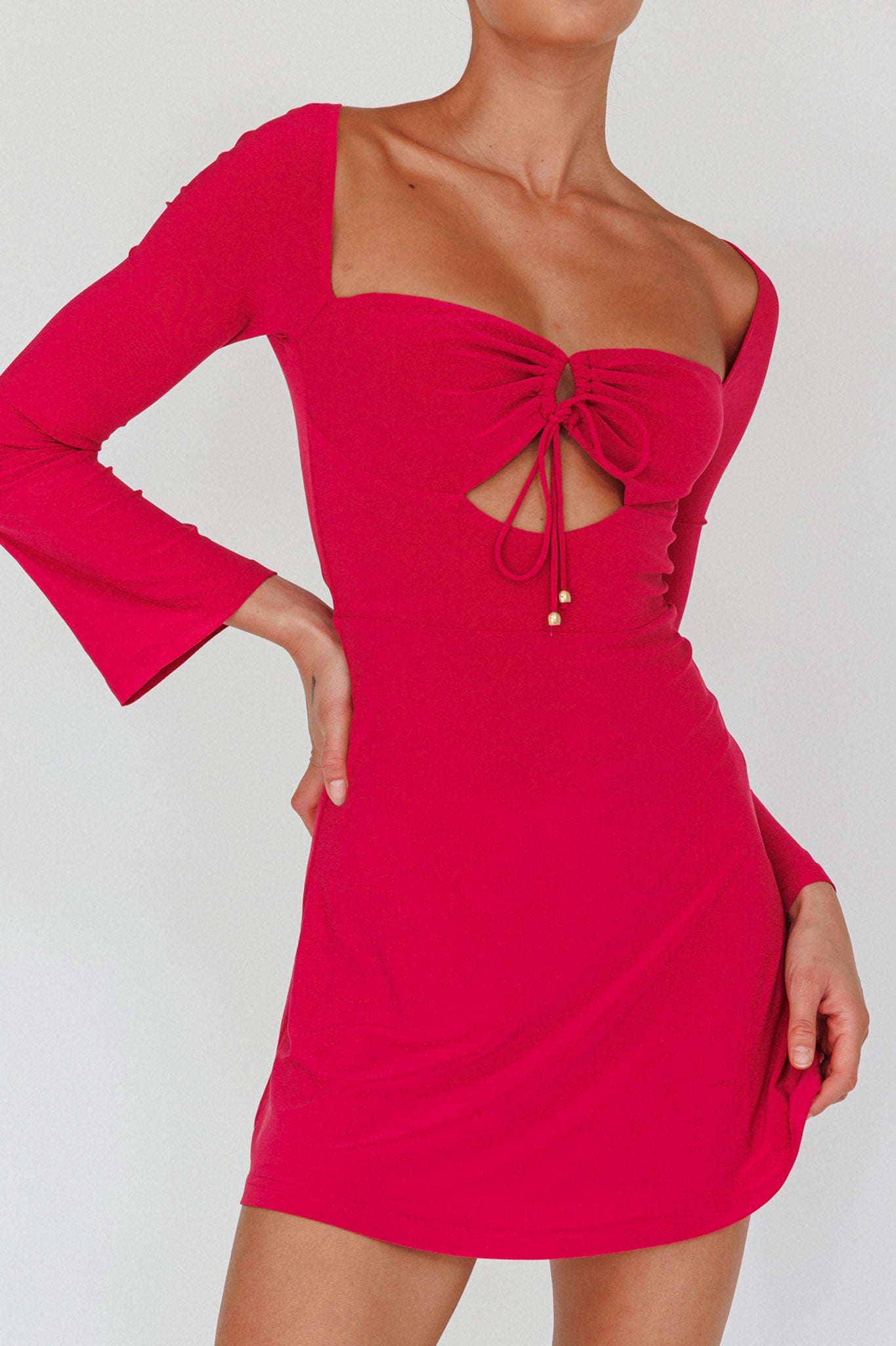 Kaleidoscope Drawstring Bust Mini Dress Plum