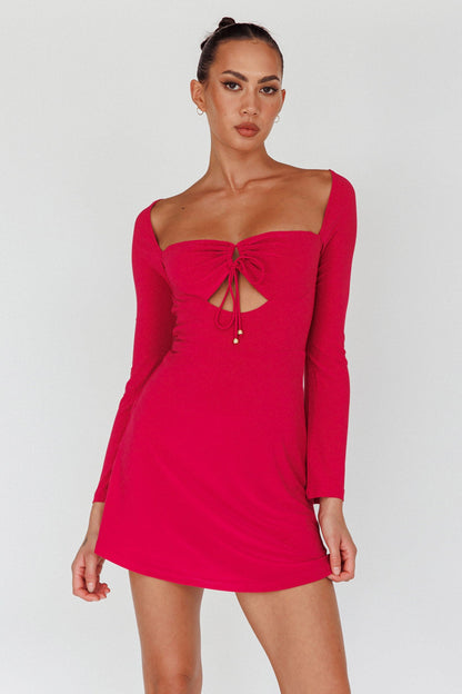 Kaleidoscope Drawstring Bust Mini Dress Plum