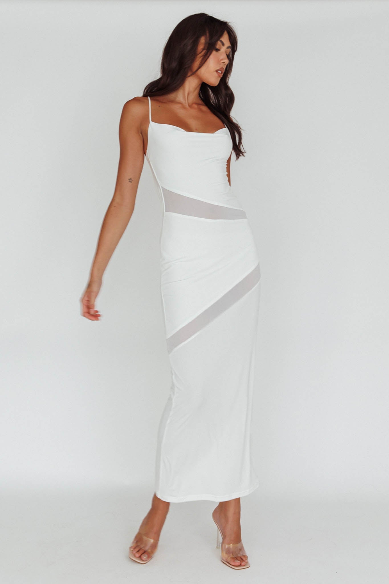 Sun Kissed Cowl Tied Back Maxi Dress White