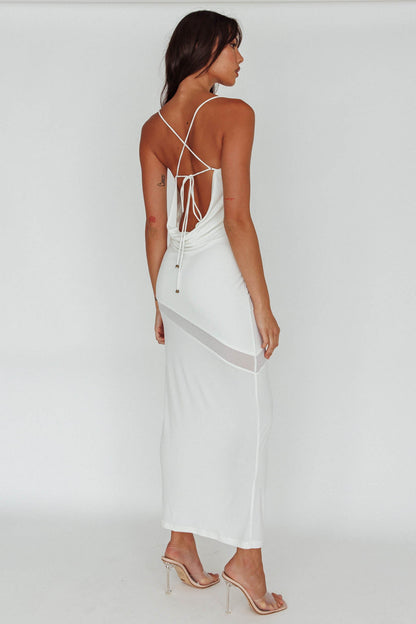Sun Kissed Cowl Tied Back Maxi Dress White